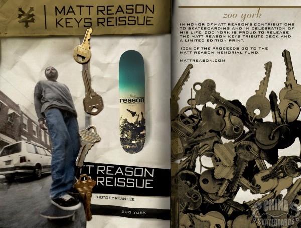 Chapman与Zoo York联合推出Matt Reason纪念款钥匙滑板
