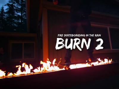 唯美滑板慢动作影片：雨中燃烧的滑板