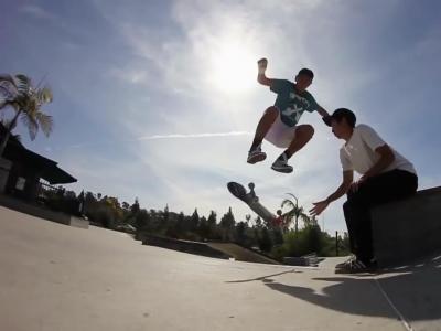 滑手间的真友谊，June Saito & Mike Paek 板场玩双飞