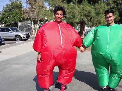 脑洞再开！肥胖充气塑料装玩Game Of S.K.A.T.E