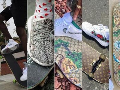 奢滑！穿着价格不菲的装备滑板合辑（Gucci, LV， Supreme, Yeezys)