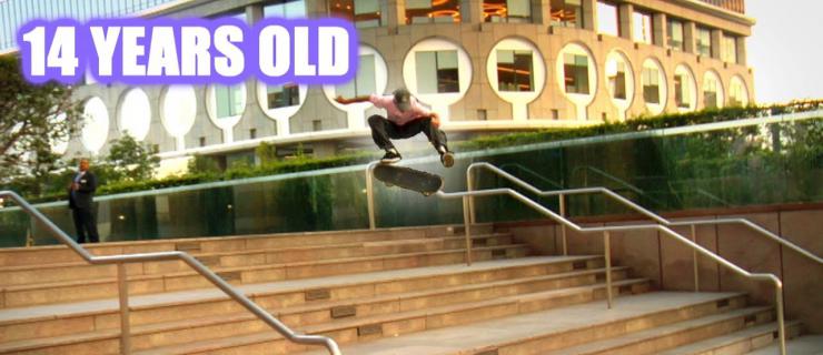14岁天赋小滑手Kyonosuke Yamashita走上街头，挑战各种大地形！